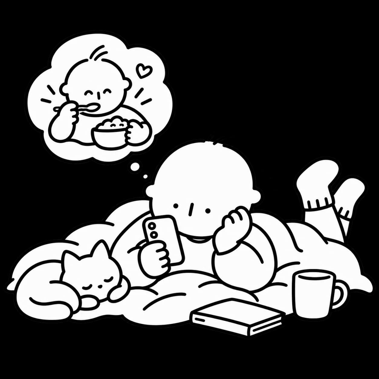 Illustration of someone checking a family member's meals on their phone